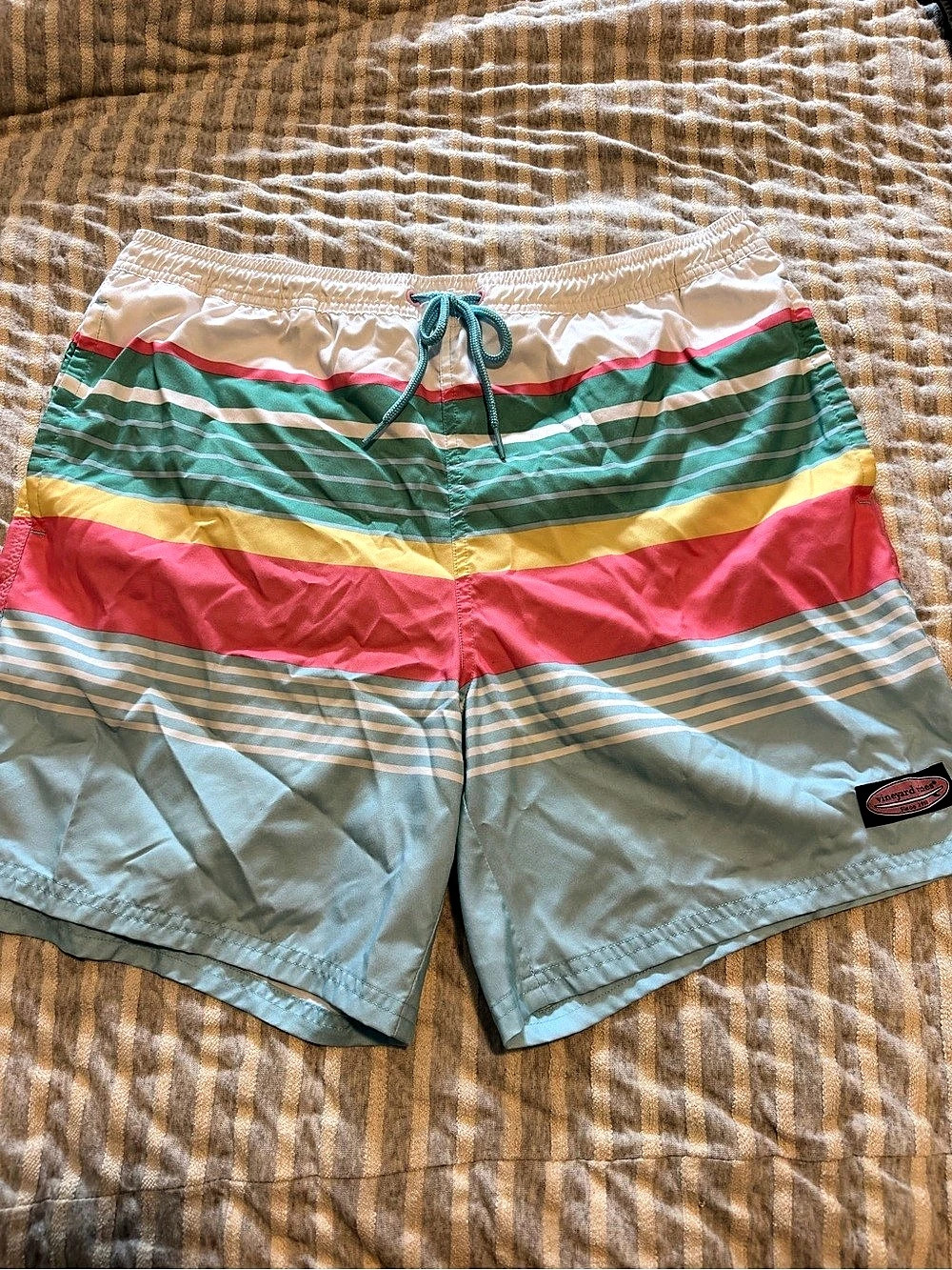 vineyard vines Chappy Swim Trunks Striped Blue & pink Large